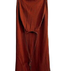 Summer Solstice Boho Halter Dress Rust Stylish Comfortable